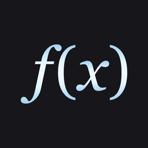 DiamMath App-Symbol – f(x) in Diamantblau auf Nachtschwarz